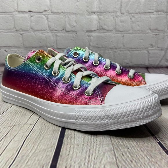 converse chuck taylor all star lo rainbow glitter sneaker